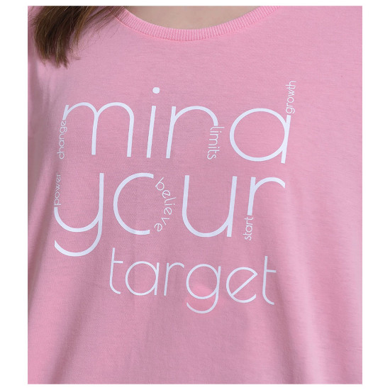 Target Γυναικεία κοντομάνικη μπλούζα Long T-Shirt "A" Line Single Jersey "Mind"